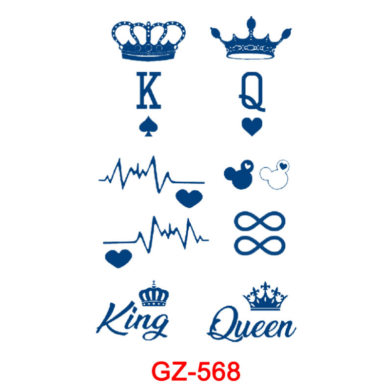 King Queen Crown Temporary Tattoo Sticker Waterproof Men Women