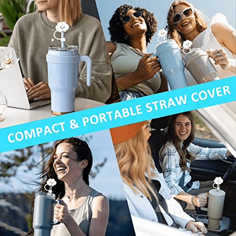 Reusable Cartoon Cloud Straw Tips Cover - Dust-proof Straw Plugs For Summer  And Winter Drinks - Kitchen Accessories - Temu