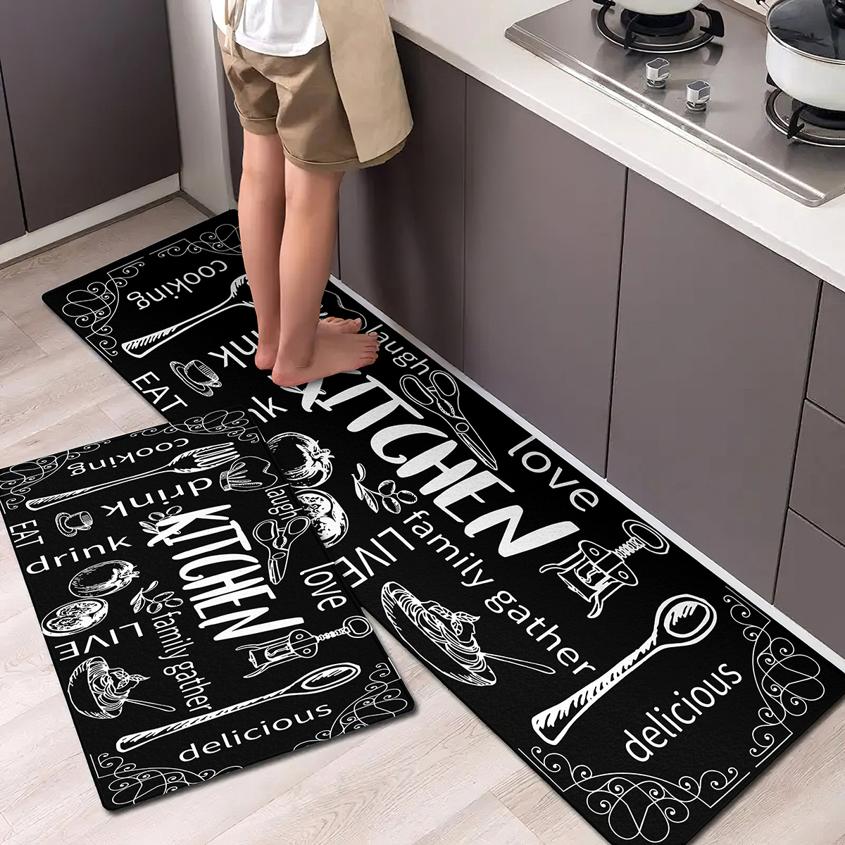 Silicone Mud Soft Kitchen Mat, Non-washable, Water & Oil Absorbent,  Anti-slip, L-shaped Carpet, Dirt-resistant Entrance Mat, Durable & Easy To  Clean