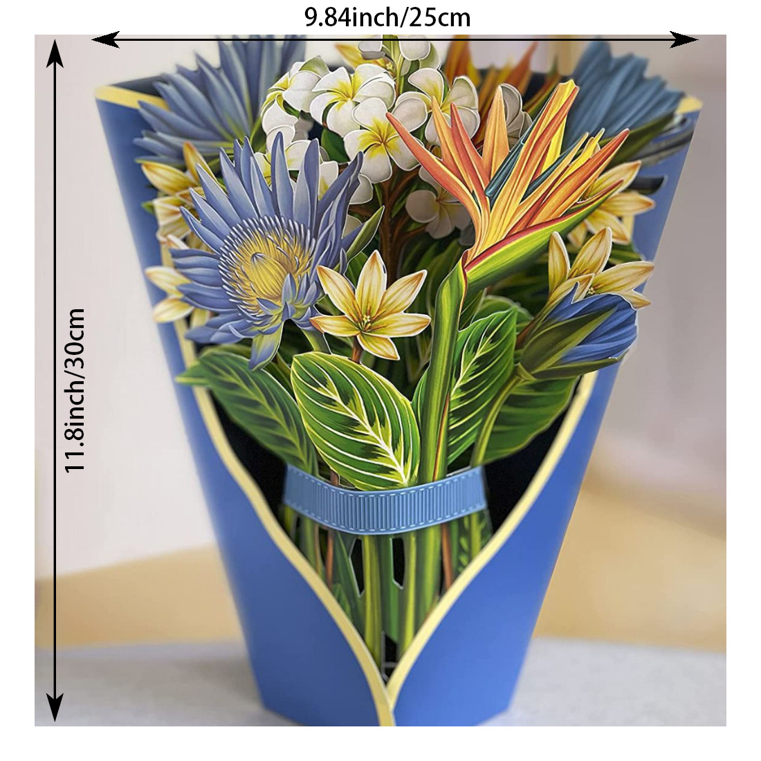 Freshcut Paper Pop Up Cards, Festive Tulips, 12 inch Life Sized Forever  Flower Bouquet 3D Popup Paper Flower Easter Mother's Day Greeting Cards  with