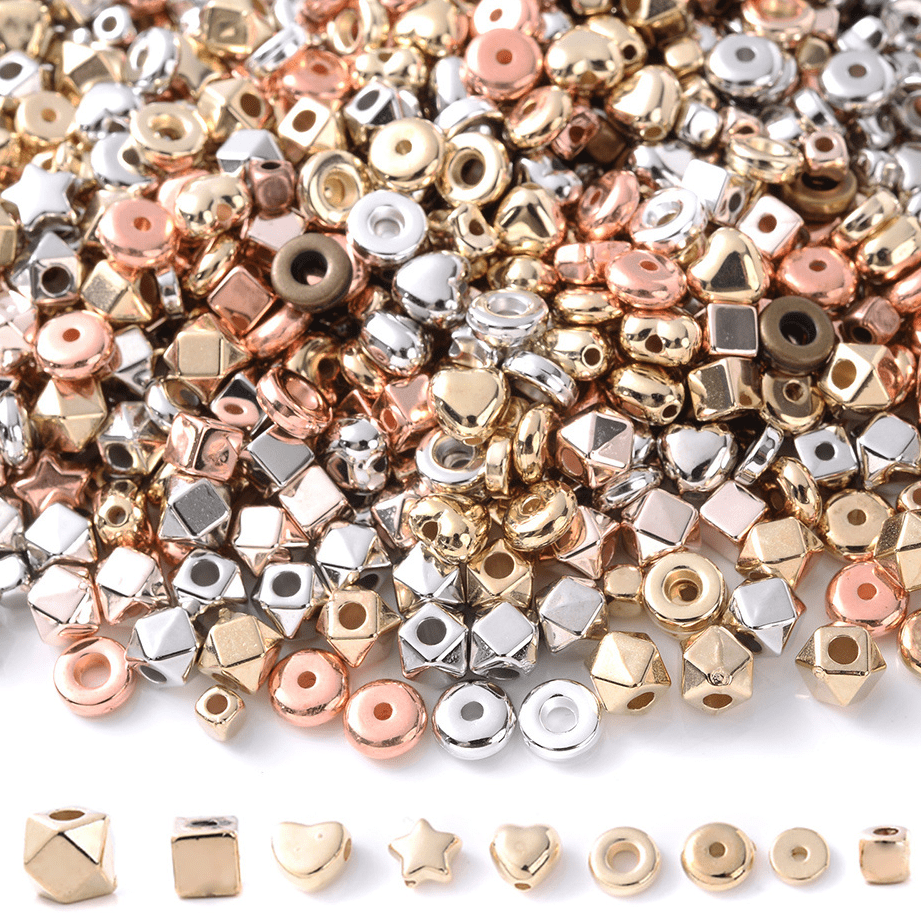 Golden Silvery Spacer Beads Set Assorted Round Star - Temu