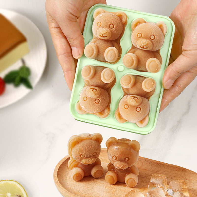 4 Even Bear Ice Cube Mold - Silicone Ice Tray