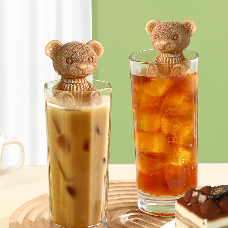 1pc Bear Shaped Ice Cube Mold, White Cute Silicone Ice Mould, For