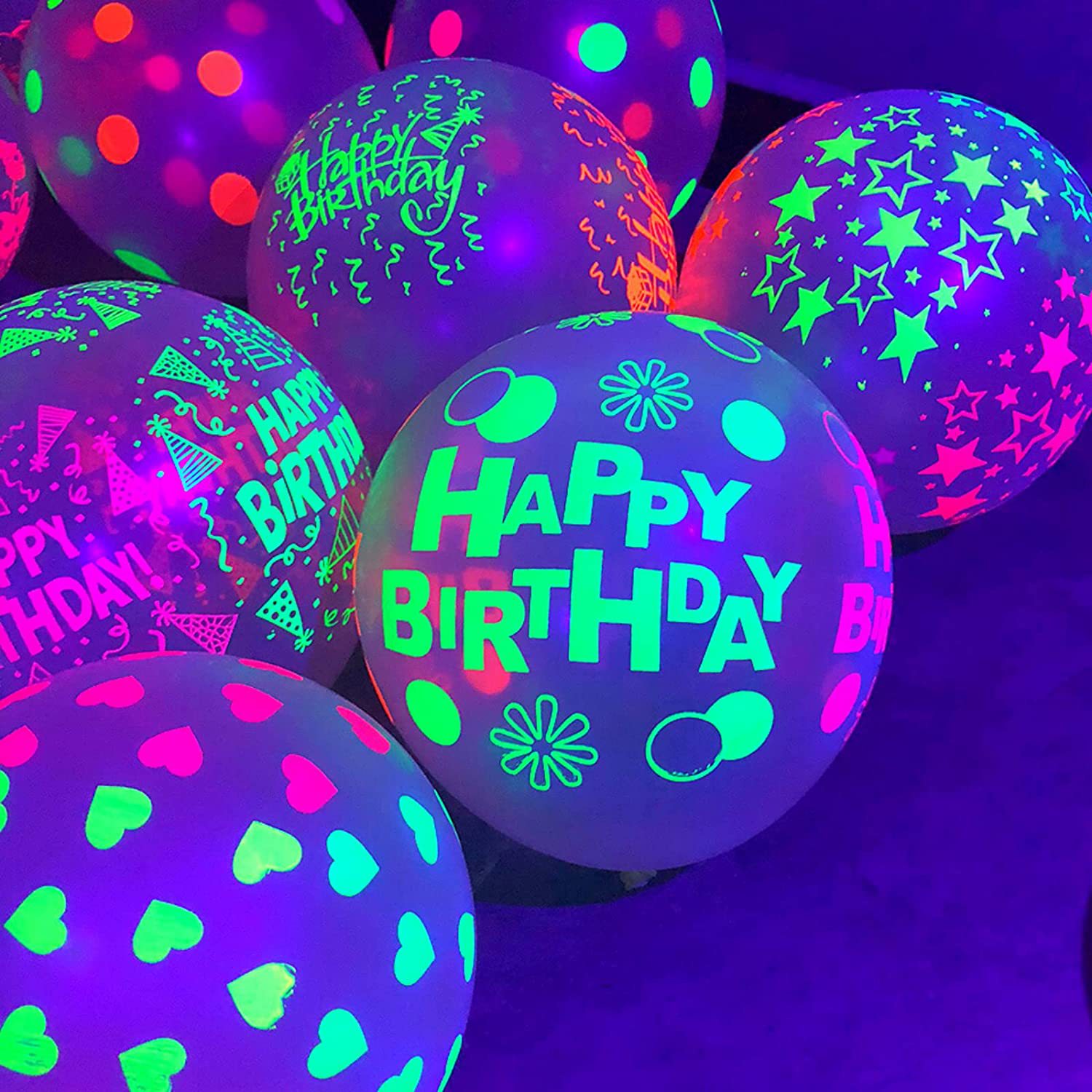 Neon Glow Party Balloons Glow in the Dark Balloons 13 Inch UV Latex  Blacklight Balloons for Fluorescent, Birthday, Wedding, Neon Party, Glow  Party