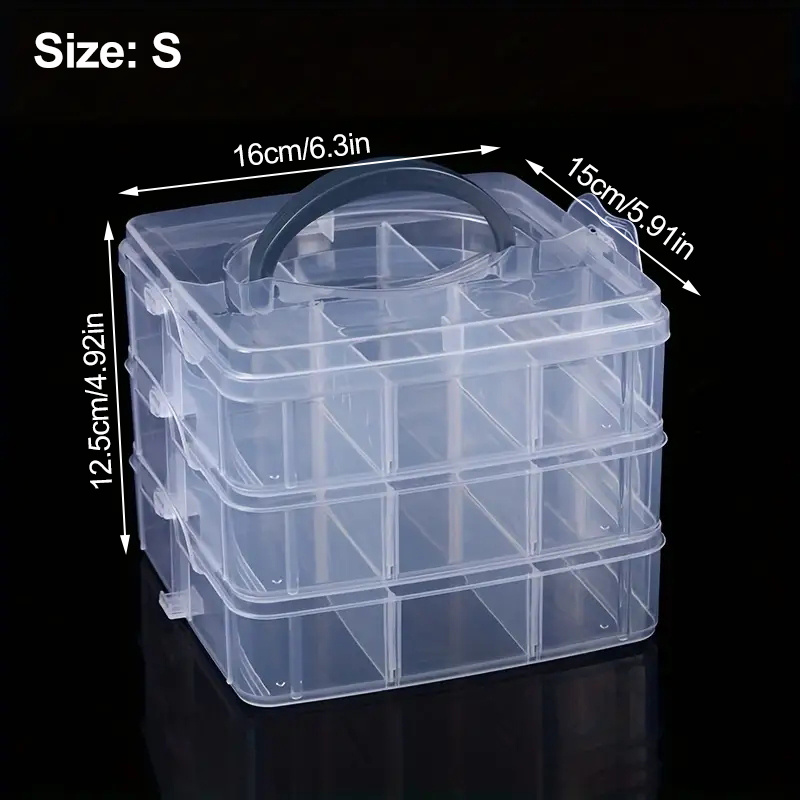 SGHUO 3-Tier Stackable Storage Container Box with 30 Compartments, Plastic Organizer Box for Arts and Crafts, Toy, Fuse Beads, Washi Tapes, 9.5X6.5X7.
