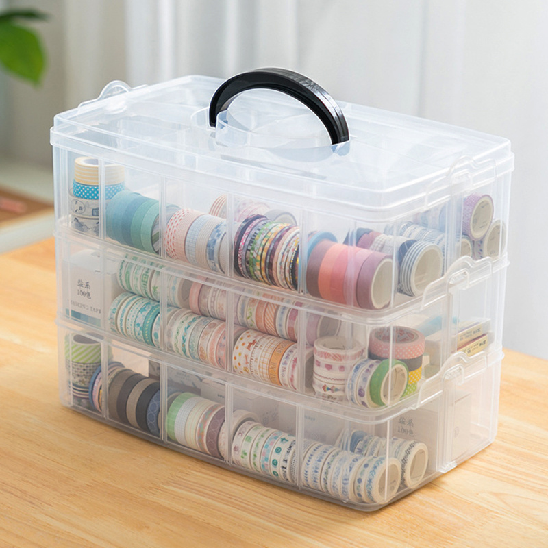 Nicunom 12 Pack 3-Tier Mini Plastic Storage Containers Boxs, 3.1 x 2.6 x  5.4 Stackable Bead Organizers with Lid, Clear Plastic Small Storage Box