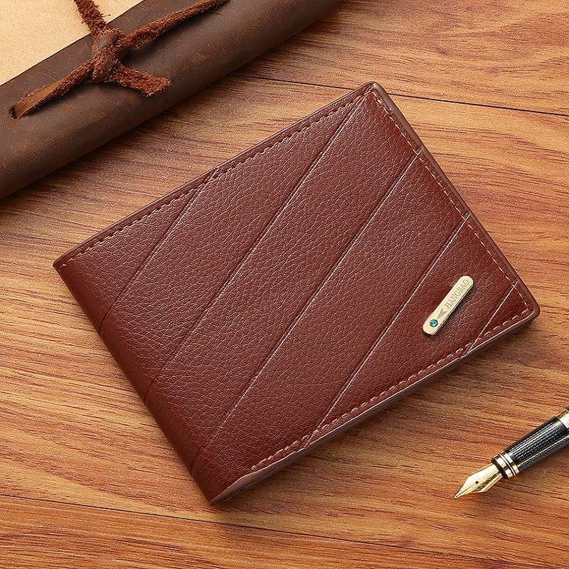 Men's Short Wallet Money Clip Fashion Casual Plaid Soft Leather