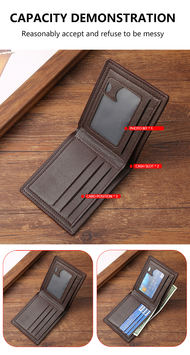 Men's Short Wallet Money Clip Fashion Casual Plaid Soft Leather