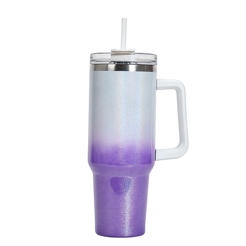 40 oz Tumbler with Handle, Rainbow Paint Insluated Tumbler with Lid and  Straw, Double Wall Vacuum