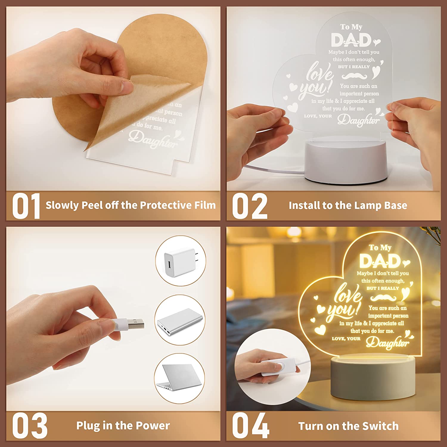 Best Father All Time World's Greatest Father 2D Night Light - Father's Day Night  Light Gifts
