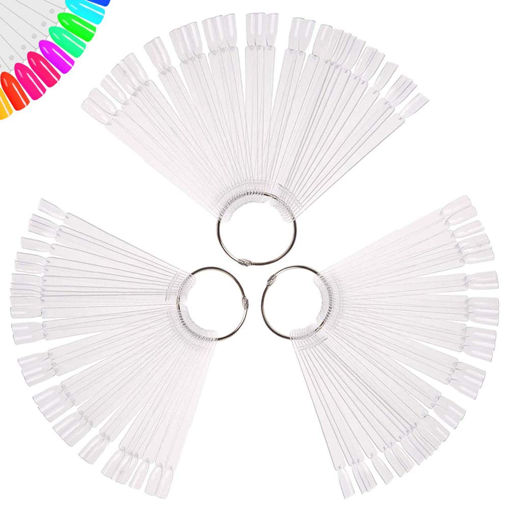 Nail Color Swatches With Ring, 50pcs Natrual Swatch Sticks Fan-Shaped Nail  Swatch Sticks, False Fake Nail Art Tips Sticks Polish Gel Salon Display