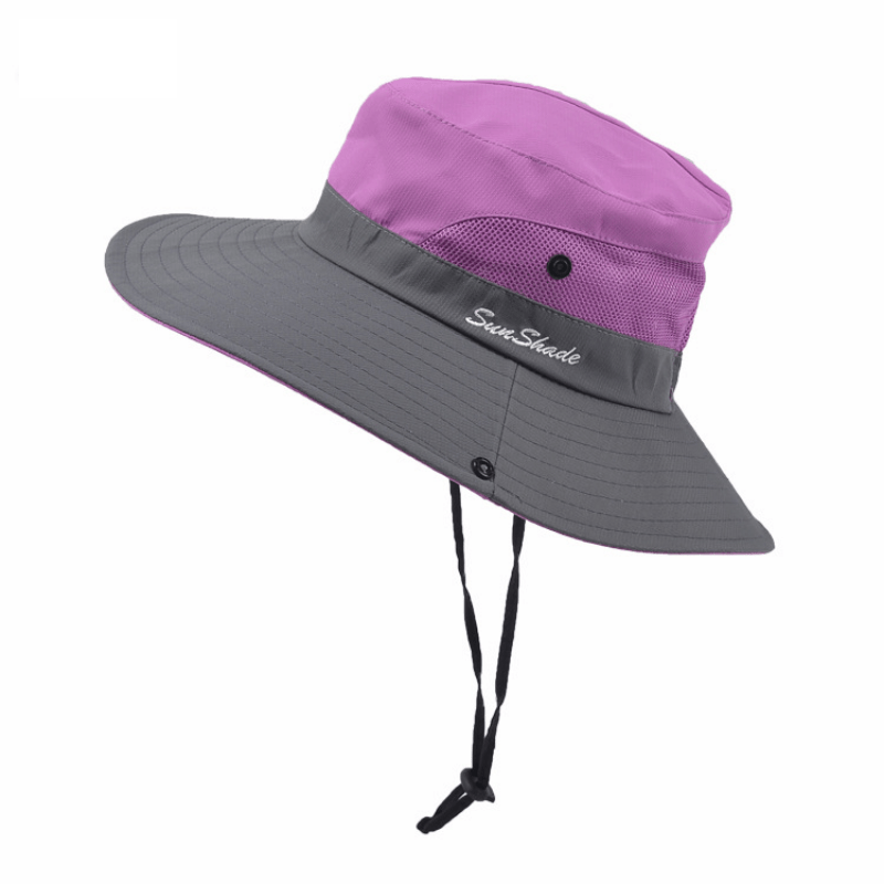 Foldable Summer Bucket Hat Purple For Women With Removable Big