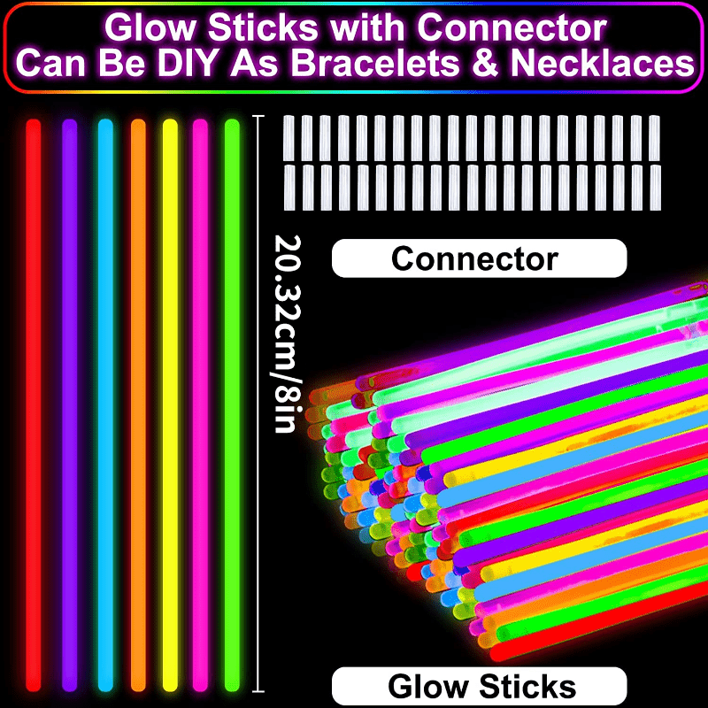 Glow Sticks Bulk 800 Count - 8 Glow In the Dark Light Sticks - Party Favors  & Supplies for Camping, Raves & Birthday Parties 
