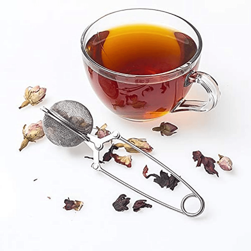 2pcs stainless steel tea infuser with handle large ball mesh tea strainer   metal loose leaf tea filter for fine brewing details 0