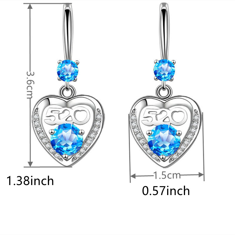 925 silver earrings - motif of Love, heart and letter with zircons