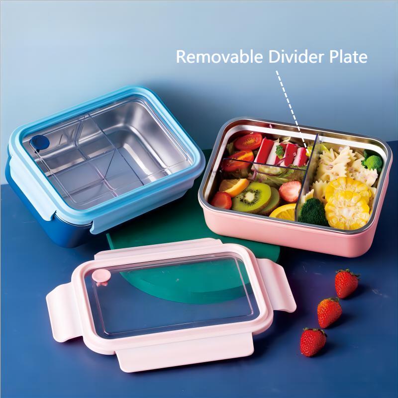 Portable Lunch Box Compartment Bento Organizer with Handle and Buckles