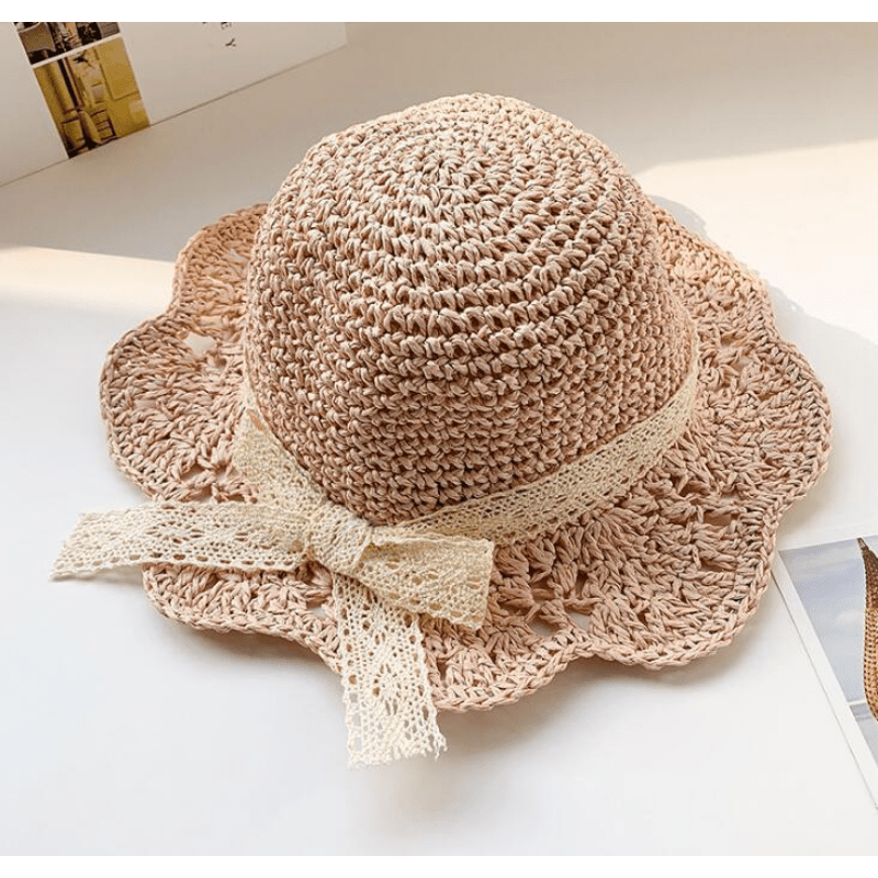 Fashion Baby Petal Brim Straw Woven Hat Sun Protection Lace - Temu