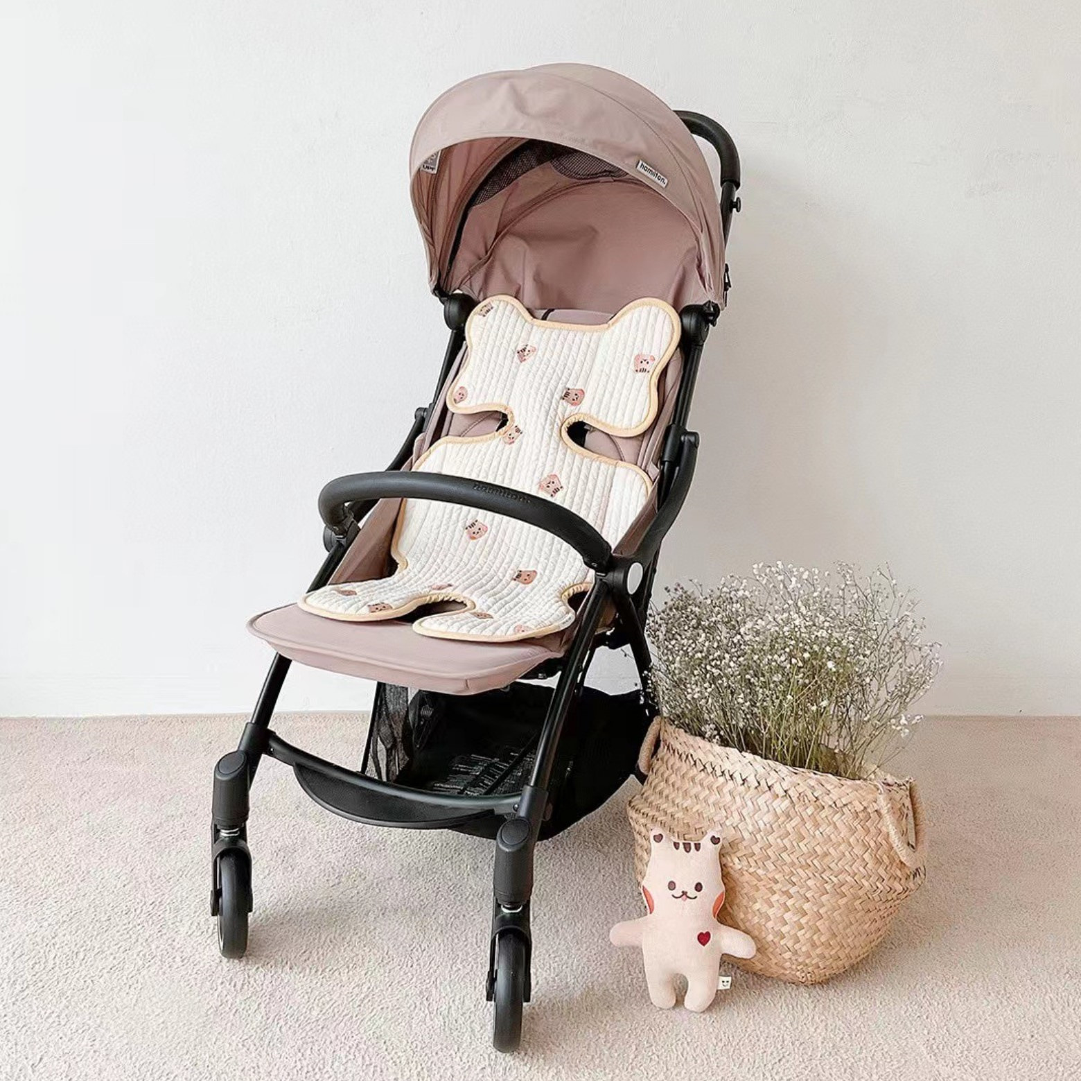 baby stroller cushion thin spring autumn summer cotton embroidery absorbent breathable   universal details 6