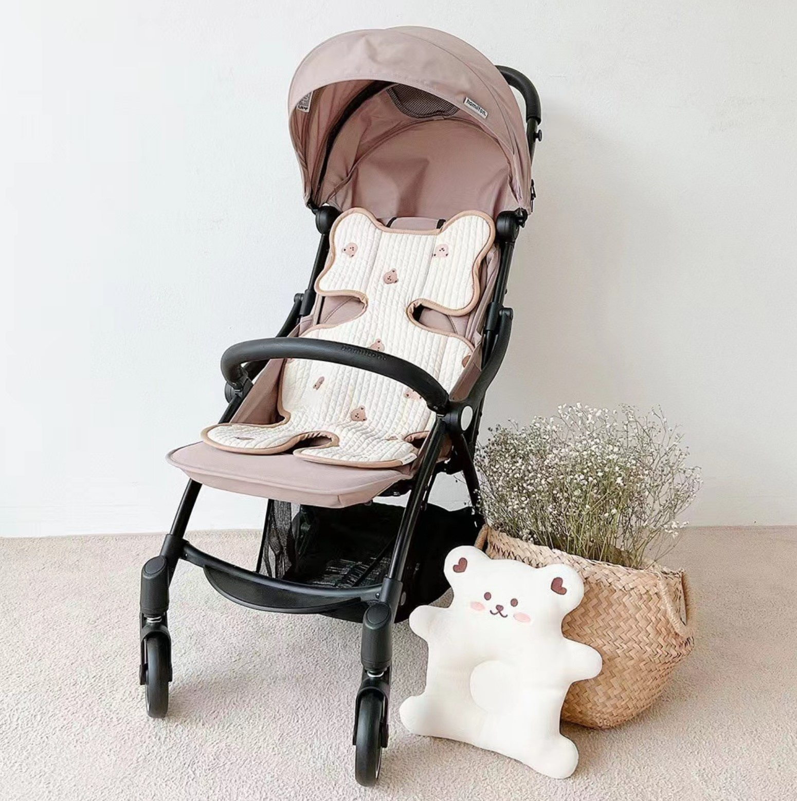 baby stroller cushion thin spring autumn summer cotton embroidery absorbent breathable   universal details 7