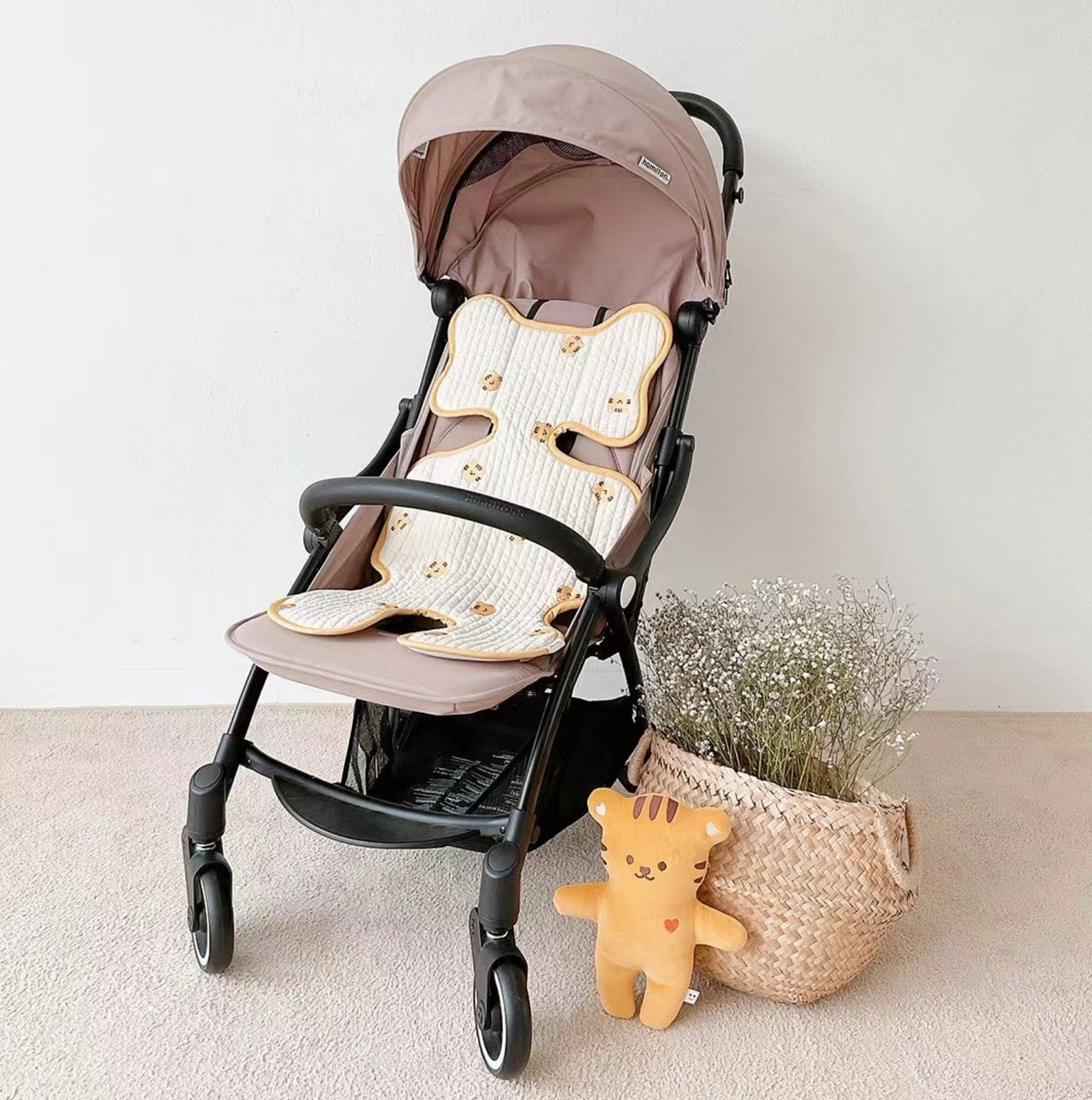 baby stroller cushion thin spring autumn summer cotton embroidery absorbent breathable   universal details 9