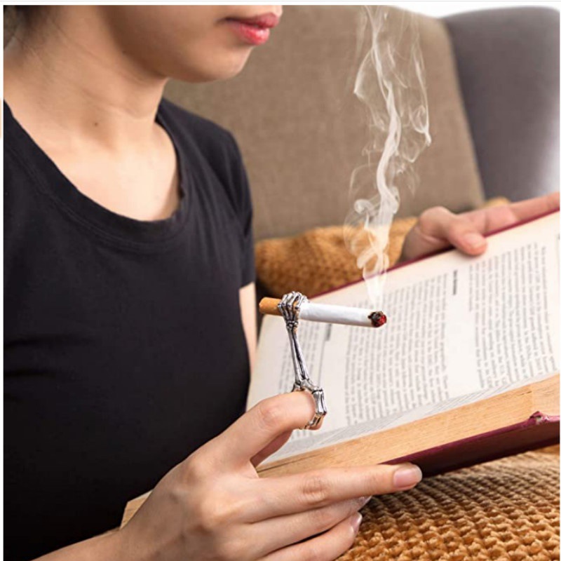 cigarette carrier metal smoking ring gothic bone shaped
