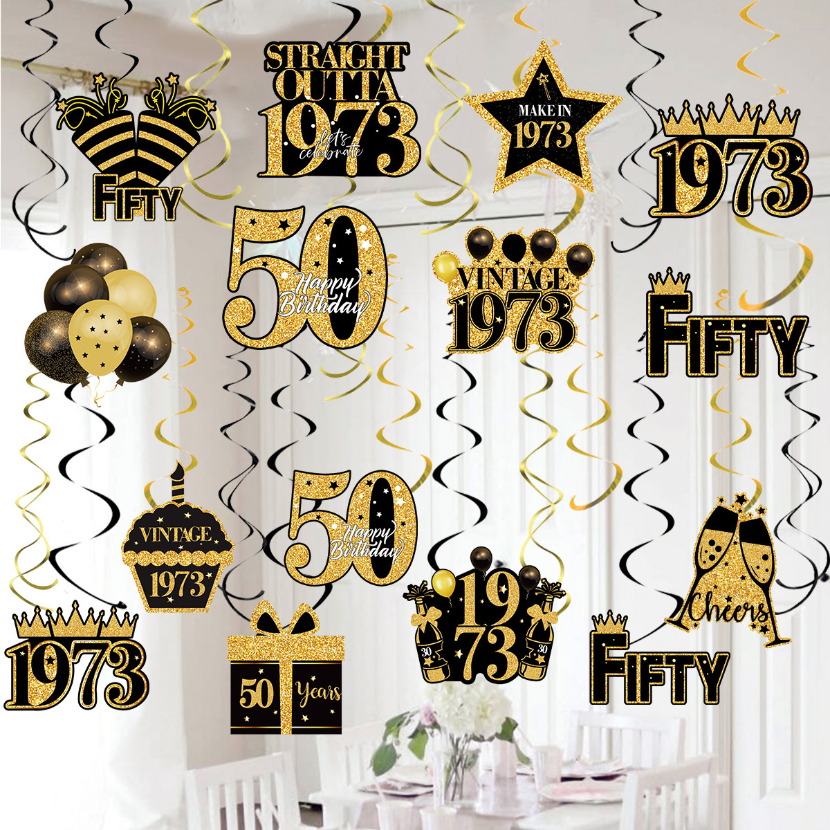 Happy 50th Birthday - Guest Book: Great for 50th Birthday - Vintage Party -  Black Birthday Decorations, Gifts for men and women - 50 Years - Retro