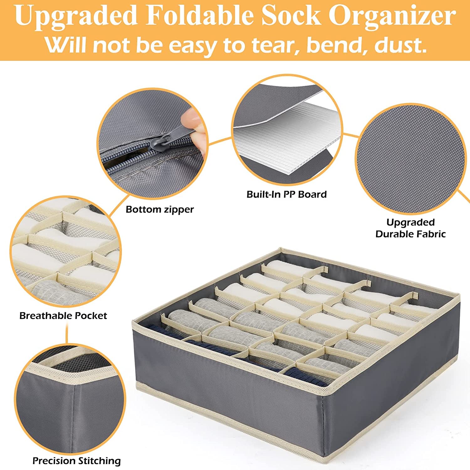 Foldable 1-10 In Socks Organizer Drawer Organizer, Rectangle, Size: 32*32  cm at Rs 150/piece in New Delhi