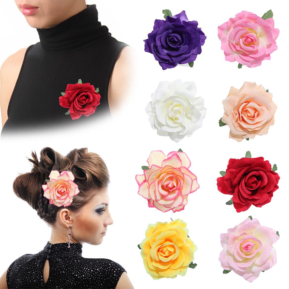 Pinza para el pelo de flor rosa para mujer, pinzas para el pelo de flores,  elegante pinza de pelo rosa, accesorio de novia, flor de pelo de moda