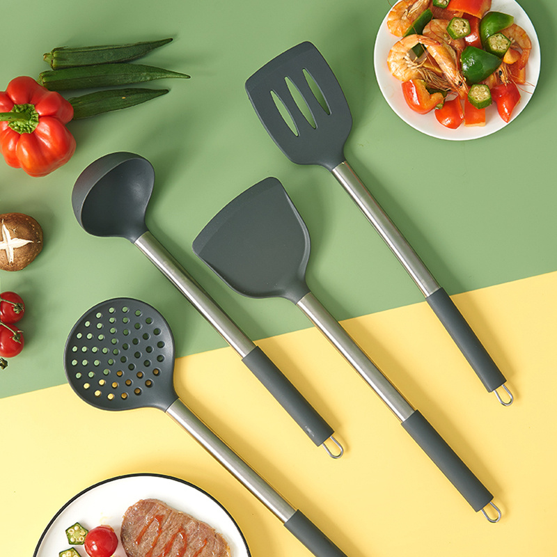 Spatule en silicone domestique poêle antiadhésive spatule de cuisson de  qualité alimentaire cuillère ensemble d'ustensiles