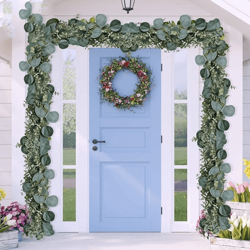 Fake Greenery Garlands Artificial Silver Dollar Eucalyptus Garland in Grey  Green and Willow Twigs Garland Intertwined Together for Rustic Wedding Arch