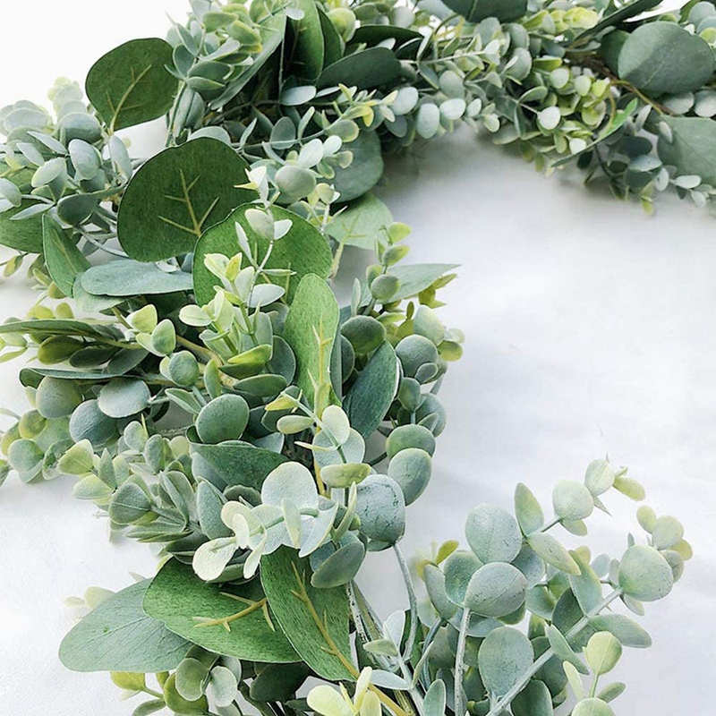 Fake Greenery Garlands Artificial Silver Dollar Eucalyptus Garland in Grey  Green and Willow Twigs Garland Intertwined Together for Rustic Wedding Arch