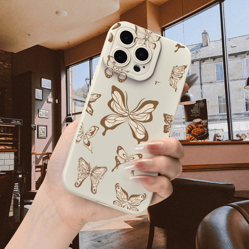 Premium Brown Butterfly Uv Print Tpu Phone Cover 360 Full Temu