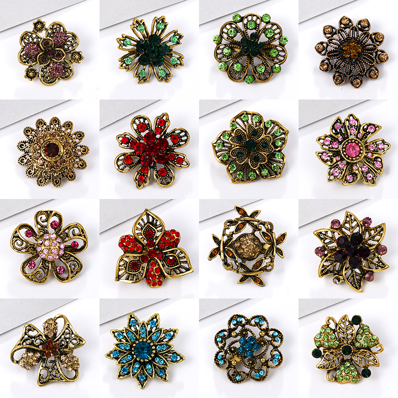 Rhinestone Orchid Flower Brooches Pins Corsage Scarf Clips Safety Pin Women Girls Vintage Clothing Decoration,Rose Golden,$1.49,Temu