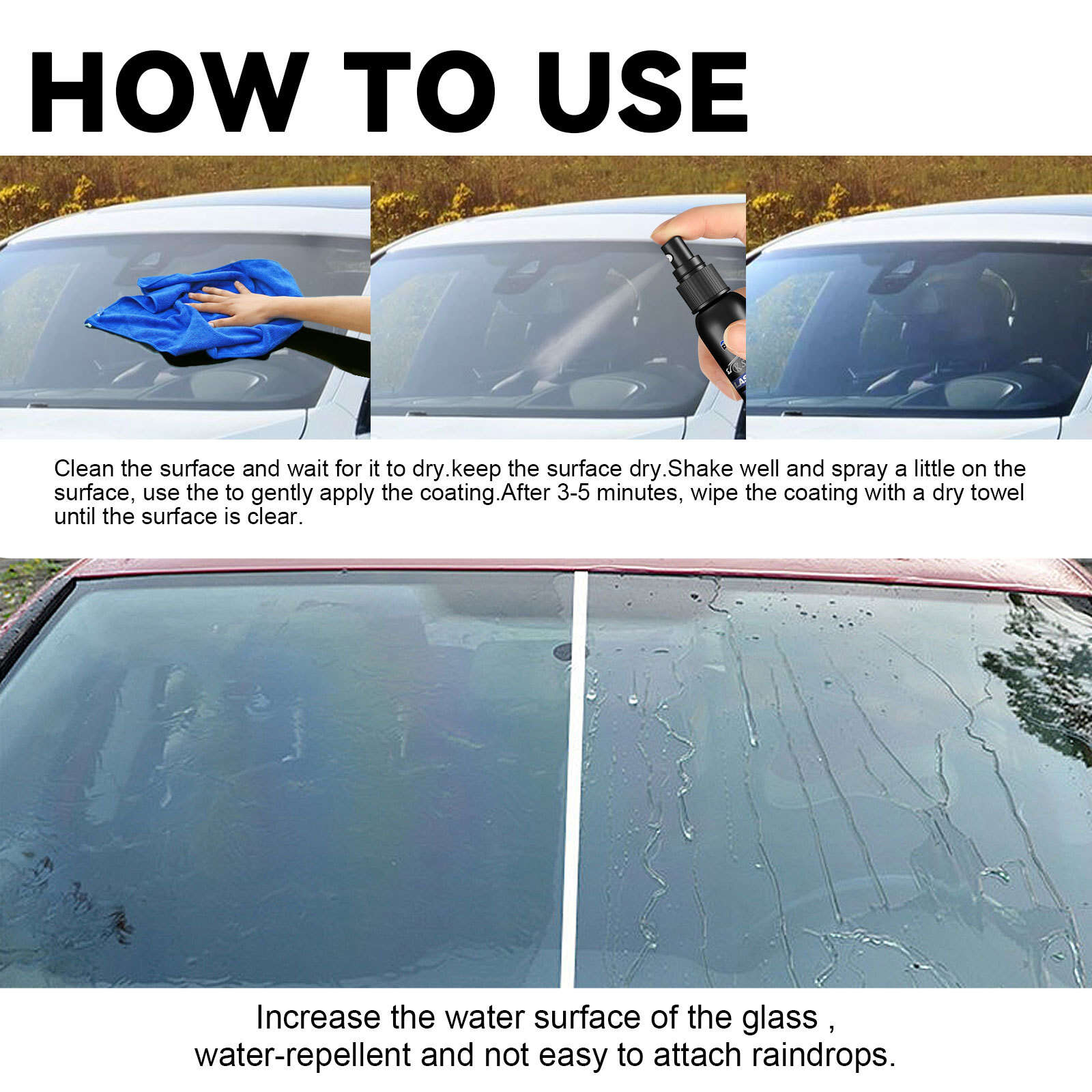Repelente al agua para parabrisas de coche, con repelente al agua y  excelente para la limpieza