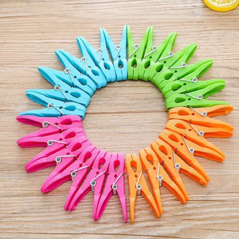 24pcs/pack Colorful Plastic Clothespins, Heavy Duty Laundry Clothes Pins  Clips With Springs, Air-Drying Clothing Pin Set