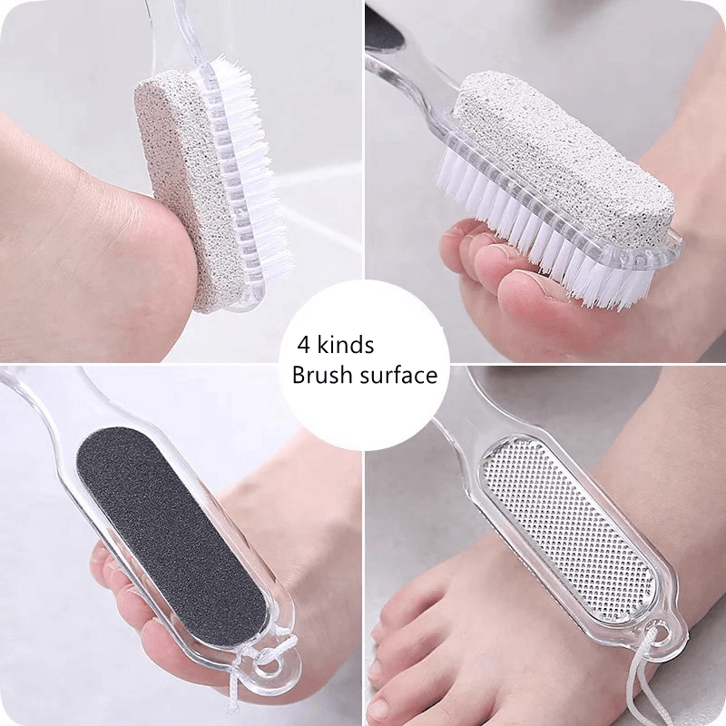 4 in 1 Foot Wand Foot Care Tool including Pumice Stone Nail Brush Foot File  Callus Reducer
