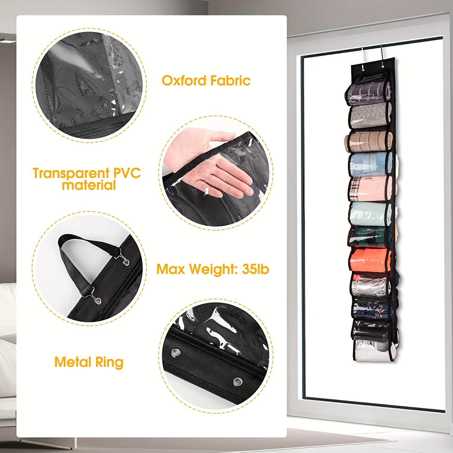 24 Grid Legging Storage Bag with Foldable Hanger