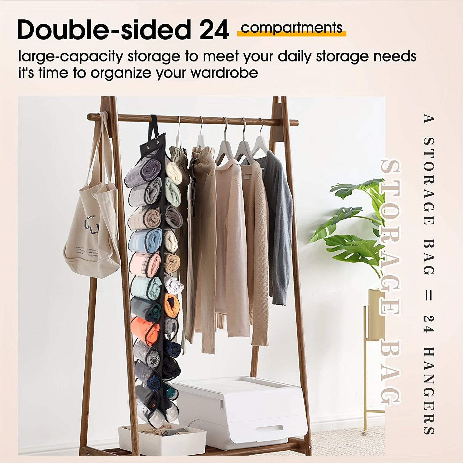 24 Grid Legging Storage Bag with Foldable Hanger