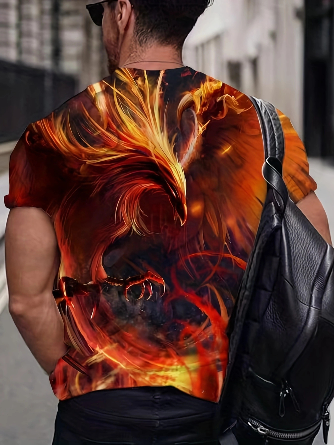 Camiseta Estampado Fiery Phoenix Camisetas Hombre Camiseta - Temu