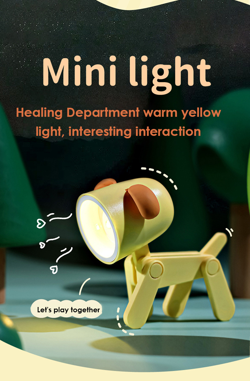 1pc cute led night light for pets foldable table lamp for bedside bedroom and living room decor details 4