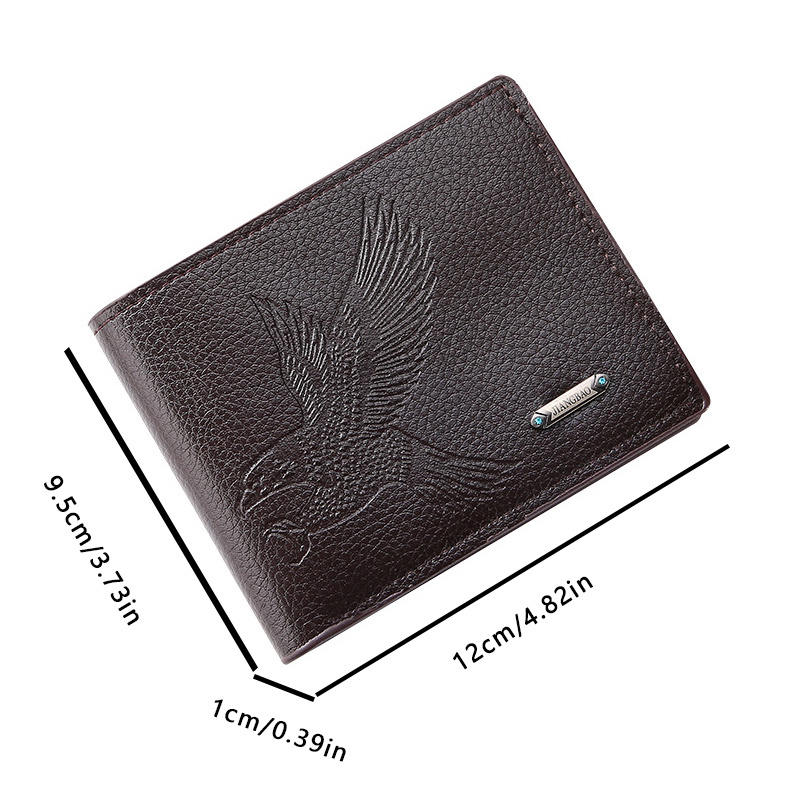 Men's Pu Leather Eagle Pattern Short Wallet Multiple Card Slots