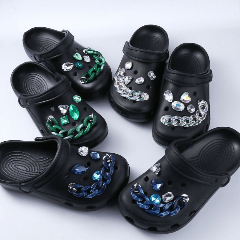 10/12pcs Fashion Rhinestone & Faux Pearl Series Shoes Charms For Crocs  Clogs Sandals Decoration, Shoes DIY Accessories For Women