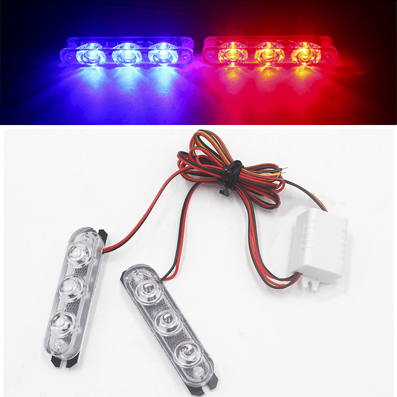 Car Flashing Lights 12v One Drag Two Red And Blue Grille - Temu
