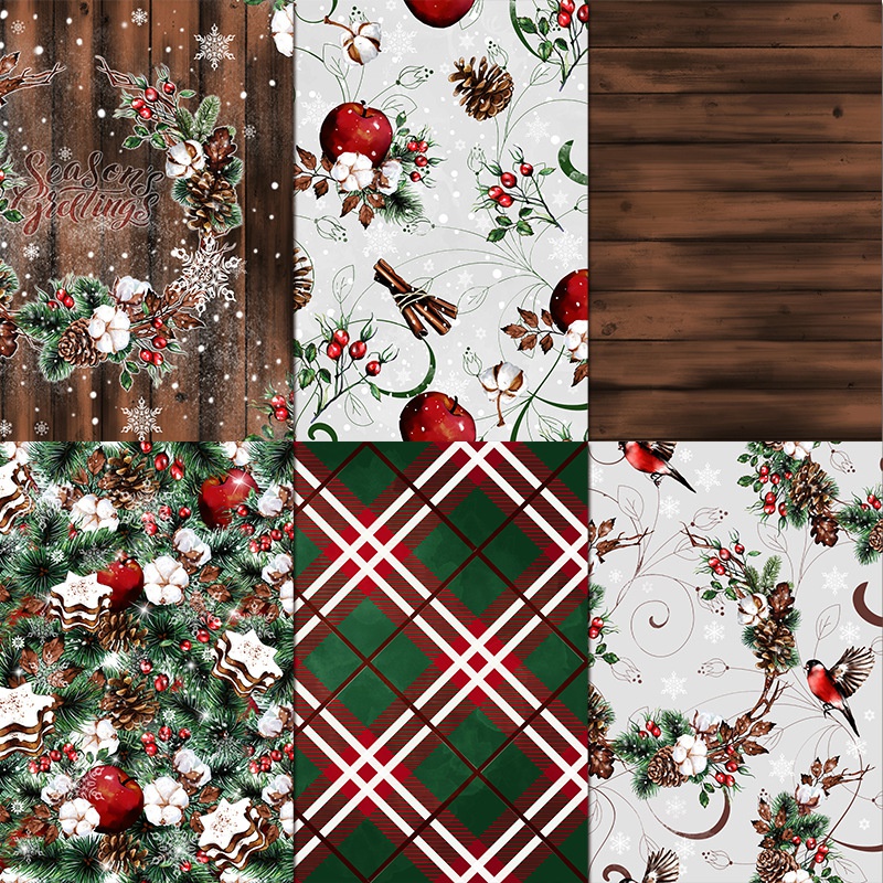 Christmas Wood Scrapbook Paper Pad 8x8 Scrapbooking Kit for Papercrafts, Cardmaking, Printmaking, DIY Crafts, Holiday Themed, Designs, Borders, Backgrounds, Patterns