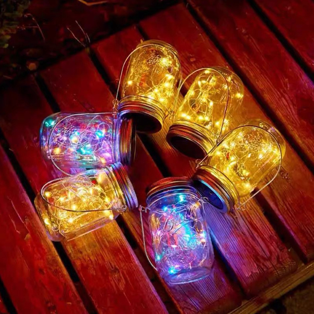 Lot de 4 - Mason jarres avec Guirlande Lumineuse,20 LEDs,étanche