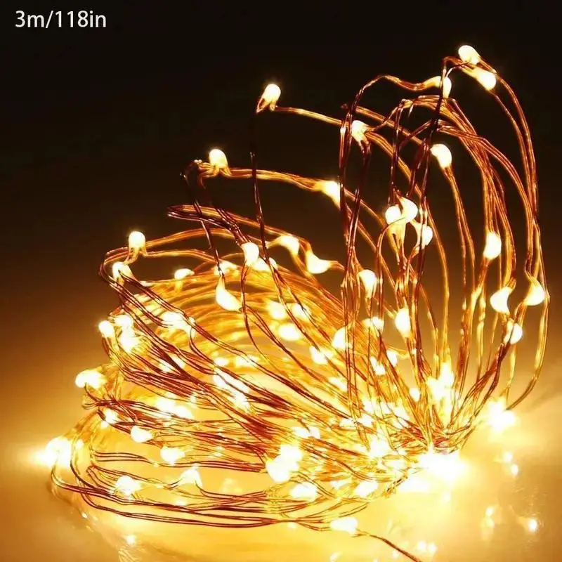 Wire Light LED Strand - 10 Cool White LEDs + Coin Cell Holder : ID