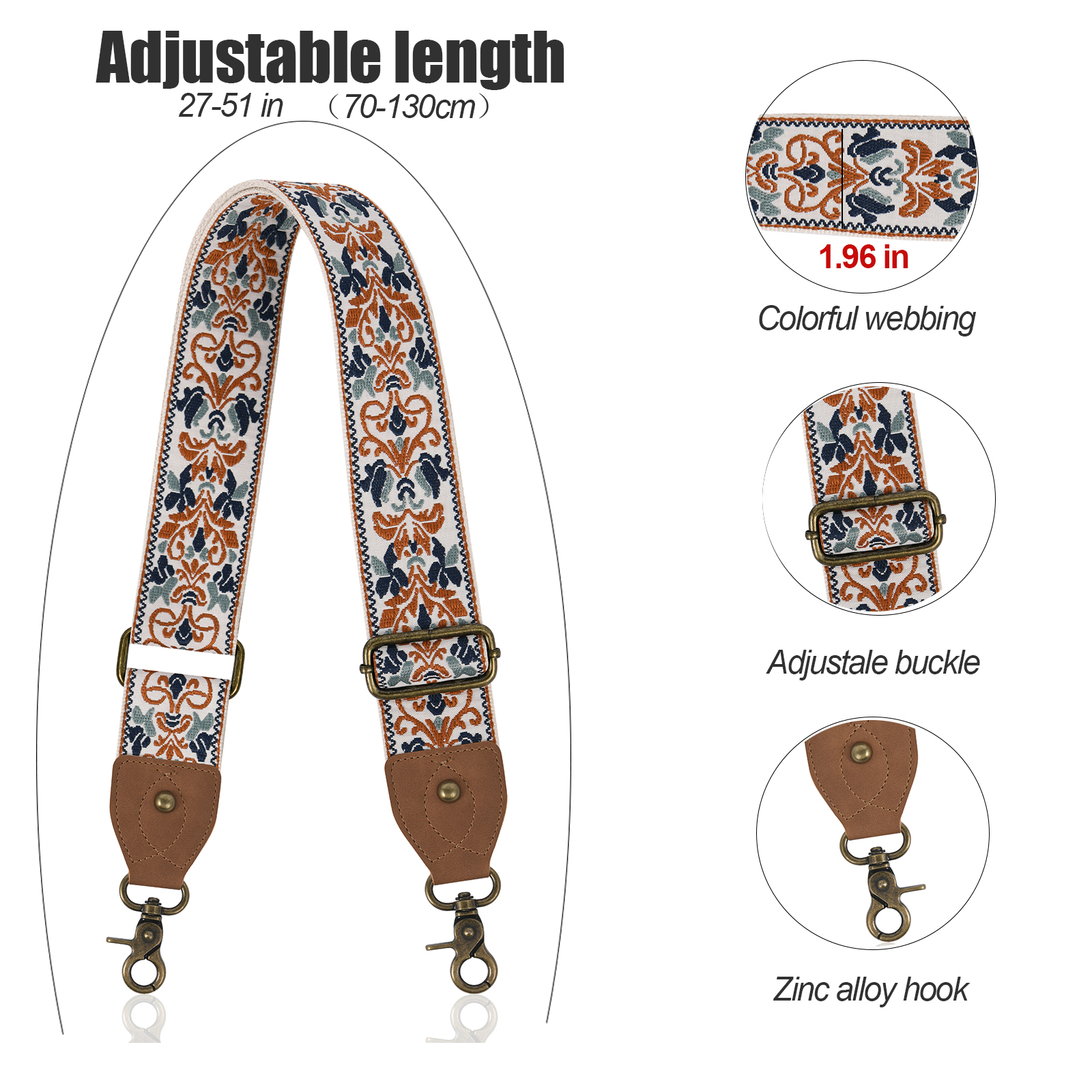 Women Crossbody Purse Straps Wide 4cm Woven Guitar Strap Adjustable  Jacquard Embroidered Straps for Bags Strap
