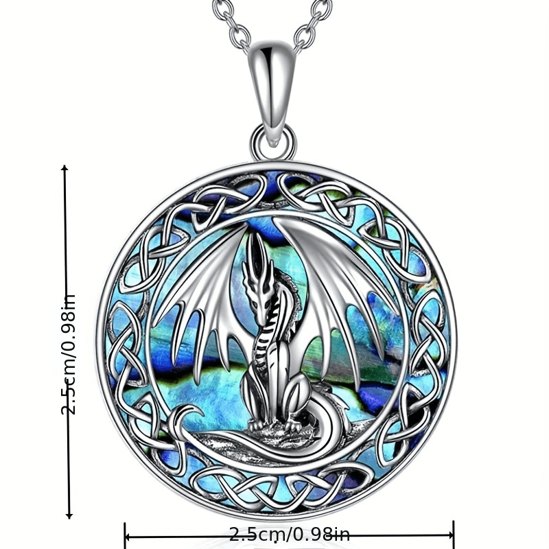 Exquisite Fashion Silver Pattern Dragon Necklace For Women Personality  Vintage Colorful Celtic Necklace Jewelry Birthday Gift - Temu
