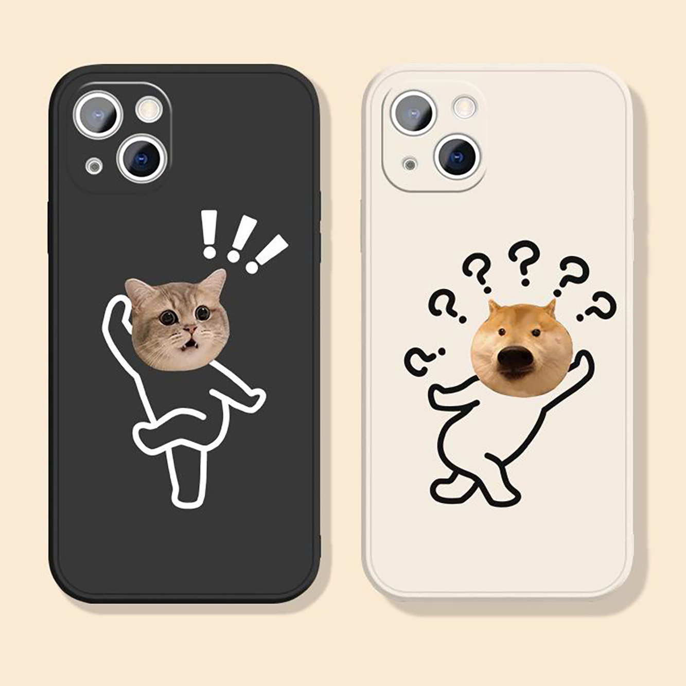 Funny Funny Cat Dog Couple Phone Case - Temu