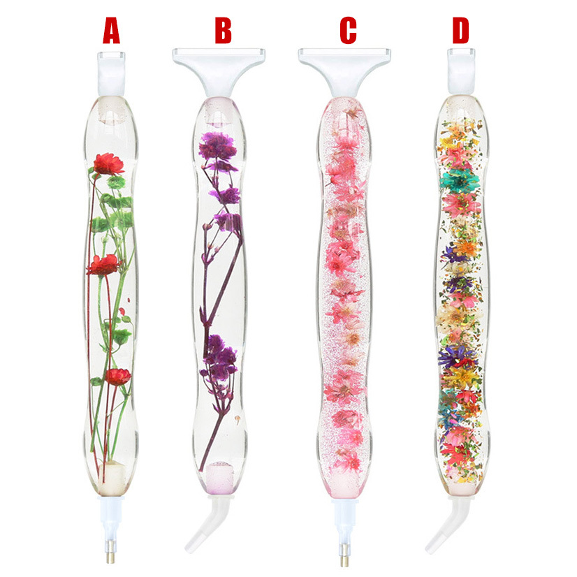 Resin Diamond Painting Pen,ergonomic Diamond Art Tools Pen,dried Flower  Drill Penorange Flower&plant 